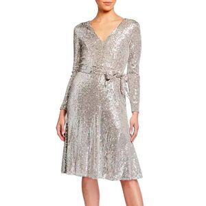 Dress the Population Metallic Long Sleeve Dress